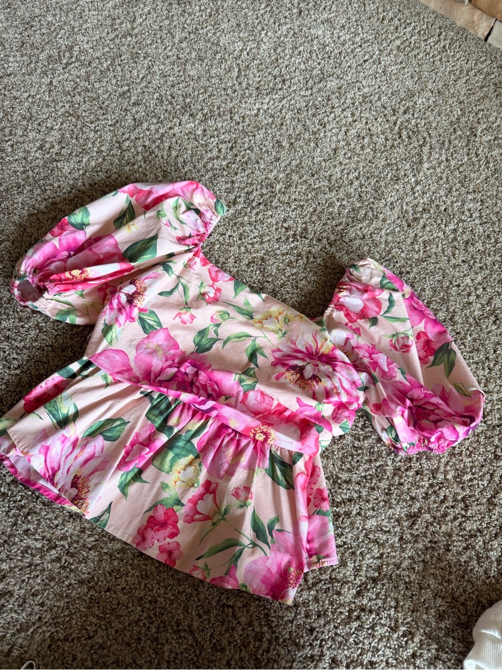 Buddy Love Pink Floral Puff-Sleeve Blouse